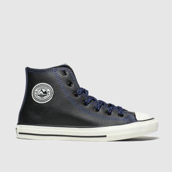 converse black and blue all star tumbled leather trainers junior converse black and blue all star tumbled leather trainers junior