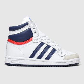 adidas white & blue top ten hi trainers junior adidas white & blue top ten hi trainers junior