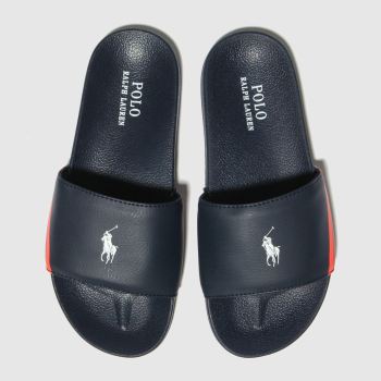 polo ralph lauren navy & red flecther slide sandals junior polo ralph lauren navy & red flecther slide sandals junior