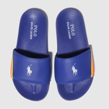 POLO RALPH LAUREN BLUE & YELLOW FLECTHER SLIDE SANDALS JUNIOR POLO RALPH LAUREN BLUE & YELLOW FLECTHER SLIDE SANDALS JUNIOR