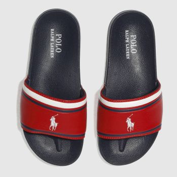 POLO RALPH LAUREN NAVY & RED QUILTON SLIDE TRAINERS JUNIOR POLO RALPH LAUREN NAVY & RED QUILTON SLIDE TRAINERS JUNIOR