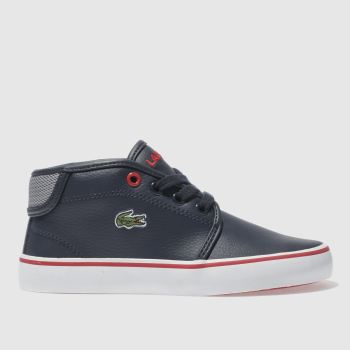 LACOSTE NAVY & GREY AMPTHILL BOYS JUNIOR TRAINERS LACOSTE NAVY & GREY AMPTHILL BOYS JUNIOR TRAINERS