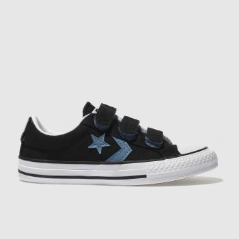 CONVERSE BLACK AND BLUE STAR PLAYER OX TRAINERS JUNIOR CONVERSE BLACK AND BLUE STAR PLAYER OX TRAINERS JUNIOR