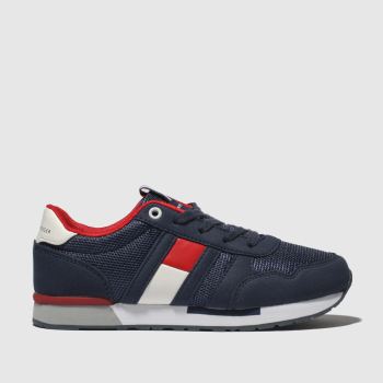 TOMMY HILFIGER NAVY & RED FLAG LACE UP SNEAKER TRAINERS JUNIOR TOMMY HILFIGER NAVY & RED FLAG LACE UP SNEAKER TRAINERS JUNIOR