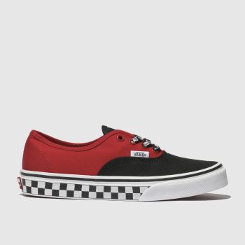 vans black & red authentic logo pop trainers youth vans black & red authentic logo pop trainers youth