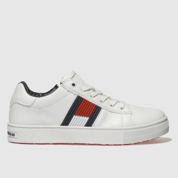 TOMMY HILFIGER WHITE & NAVY THE ESSENTIAL LACE UP TRAINERS YOUTH TOMMY HILFIGER WHITE & NAVY THE ESSENTIAL LACE UP TRAINERS YOUTH