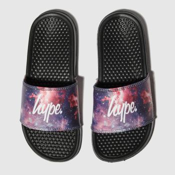 HYPE BLACK & PURPLE FIRED UP SLIDERS SANDALS YOUTH HYPE BLACK & PURPLE FIRED UP SLIDERS SANDALS YOUTH
