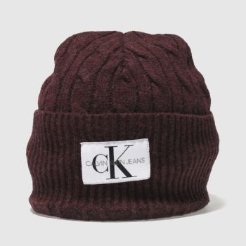 ACCESSORIES CALVIN KLEIN BURGUNDY JEANS CABLE BEANIE ACCESSORIES CALVIN KLEIN BURGUNDY JEANS CABLE BEANIE