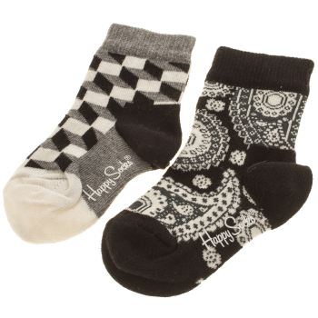 ACCESSORIES HAPPY SOCKS BLACK & WHITE KIDS 2 PACK ACCESSORIES HAPPY SOCKS BLACK & WHITE KIDS 2 PACK