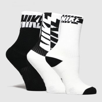 accessories nike white & black kids evrydy cush crew 3pack accessories nike white & black kids evrydy cush crew 3pack