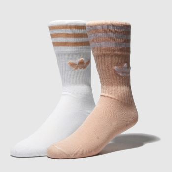 accessories adidas white & pink solid crew 2 pck accessories adidas white & pink solid crew 2 pck