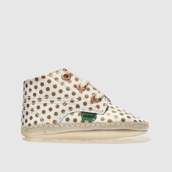 KICKERS WHITE & GOLD 1ST KICKS B CRIB GIRLS BABY BOOTS KICKERS WHITE & GOLD 1ST KICKS B CRIB GIRLS BABY BOOTS
