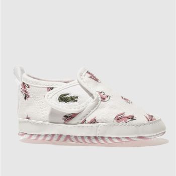 LACOSTE WHITE & PINK GAZON CRIB GIRLS BABY TRAINERS LACOSTE WHITE & PINK GAZON CRIB GIRLS BABY TRAINERS