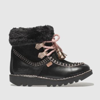 KICKERS BLACK & PINK FUR WALLEE BOOTS TODDLER KICKERS BLACK & PINK FUR WALLEE BOOTS TODDLER