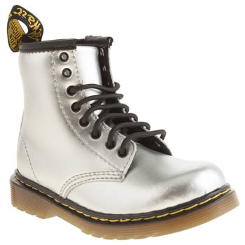 kids dr martens silver & black brooklee lace boots kids dr martens silver & black brooklee lace boots