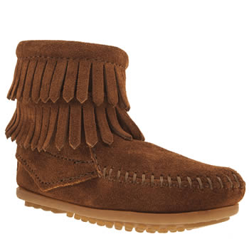 kids minnetonka brown double fringed side zip boots kids minnetonka brown double fringed side zip boots