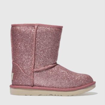 UGG PINK CLASSIC SHORT II GLITTER BOOTS JUNIOR UGG PINK CLASSIC SHORT II GLITTER BOOTS JUNIOR