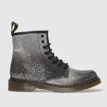 DR MARTENS BLACK & SILVER 1460 GLITTER BOOTS JUNIOR DR MARTENS BLACK & SILVER 1460 GLITTER BOOTS JUNIOR