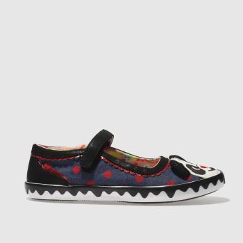 IRREGULAR CHOICE BLACK AND BLUE PANDA TOE BOOTS JUNIOR IRREGULAR CHOICE BLACK AND BLUE PANDA TOE BOOTS JUNIOR