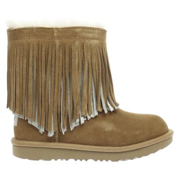 UGG TAN CLASSIC SHORT II FRINGE GIRLS JUNIOR BOOTS UGG TAN CLASSIC SHORT II FRINGE GIRLS JUNIOR BOOTS