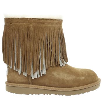 UGG TAN CLASSIC SHORT II FRINGE GIRLS YOUTH BOOTS UGG TAN CLASSIC SHORT II FRINGE GIRLS YOUTH BOOTS