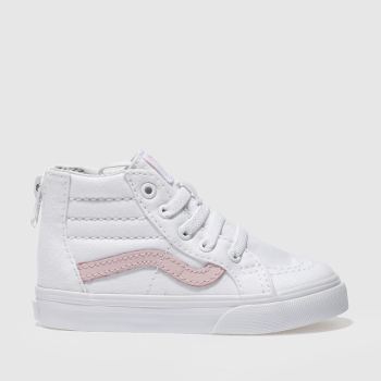 VANS WHITE & PINK SK8-HI ZIP GIRLS TODDLER TRAINERS VANS WHITE & PINK SK8-HI ZIP GIRLS TODDLER TRAINERS