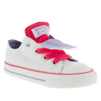 kids converse white & red all star double tongue trainers kids converse white & red all star double tongue trainers