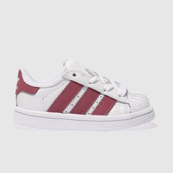 ADIDAS WHITE & PINK SUPERSTAR TRAINERS TODDLER ADIDAS WHITE & PINK SUPERSTAR TRAINERS TODDLER
