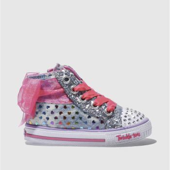 SKECHERS WHITE & SILVER SHUFFLE PIXIE BUNCH TRAINERS TODDLER SKECHERS WHITE & SILVER SHUFFLE PIXIE BUNCH TRAINERS TODDLER