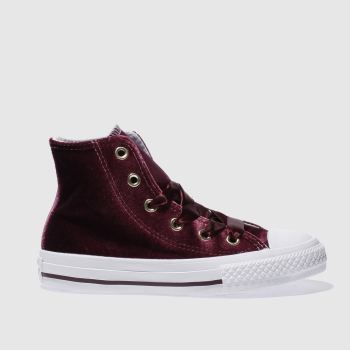 CONVERSE BURGUNDY ALL STAR VELVET HI GIRLS JUNIOR TRAINERS CONVERSE BURGUNDY ALL STAR VELVET HI GIRLS JUNIOR TRAINERS