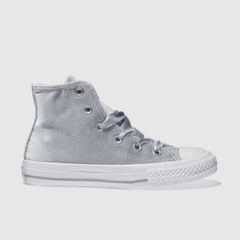 CONVERSE SILVER ALL STAR HI VELVET TRAINERS JUNIOR CONVERSE SILVER ALL STAR HI VELVET TRAINERS JUNIOR