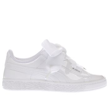 PUMA WHITE BASKET HEART PATENT GIRLS JUNIOR TRAINERS PUMA WHITE BASKET HEART PATENT GIRLS JUNIOR TRAINERS