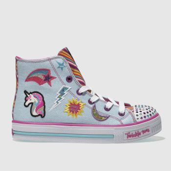 SKECHERS LIGHT BLUE & PINK SHUFFLES TWIST N TURNS GIRLS JUNIOR TRAINERS SKECHERS LIGHT BLUE & PINK SHUFFLES TWIST N TURNS GIRLS JUNIOR TRAINERS