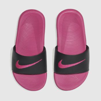 NIKE BLACK & PINK KAWA SLIDE TRAINERS JUNIOR NIKE BLACK & PINK KAWA SLIDE TRAINERS JUNIOR