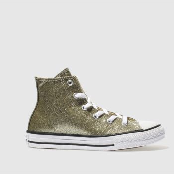CONVERSE GOLD ALL STAR HI GLITTER TRAINERS JUNIOR CONVERSE GOLD ALL STAR HI GLITTER TRAINERS JUNIOR