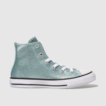 CONVERSE PALE BLUE ALL STAR HI GLITTER TRAINERS JUNIOR CONVERSE PALE BLUE ALL STAR HI GLITTER TRAINERS JUNIOR