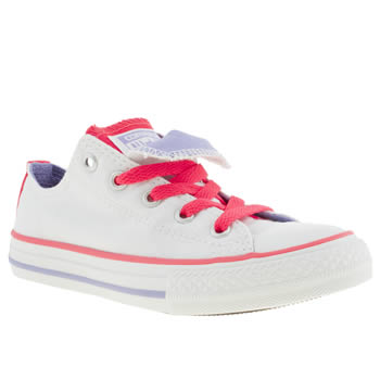 kids converse white & red all star double tongue trainers kids converse white & red all star double tongue trainers