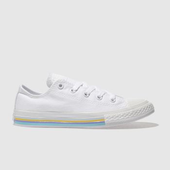 CONVERSE WHITE ALL STAR LO STRIPE TRAINERS JUNIOR CONVERSE WHITE ALL STAR LO STRIPE TRAINERS JUNIOR