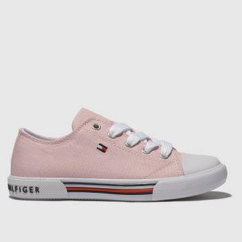 tommy hilfiger pale pink lace up sneaker trainers junior tommy hilfiger pale pink lace up sneaker trainers junior