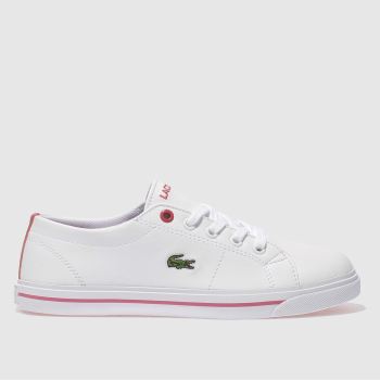 LACOSTE WHITE & PINK RIBERAC TRAINERS JUNIOR LACOSTE WHITE & PINK RIBERAC TRAINERS JUNIOR