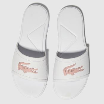 lacoste white & pink l.30 slide sandals junior lacoste white & pink l.30 slide sandals junior