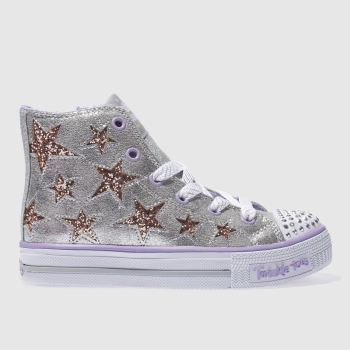 SKECHERS SILVER SHUFFLES ROCKIN STARS TRAINERS JUNIOR SKECHERS SILVER SHUFFLES ROCKIN STARS TRAINERS JUNIOR