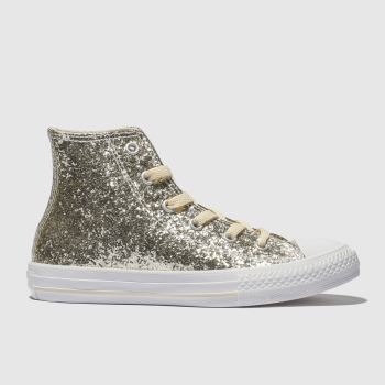 CONVERSE GOLD ALL STAR HI GLITTER TRAINERS JUNIOR CONVERSE GOLD ALL STAR HI GLITTER TRAINERS JUNIOR