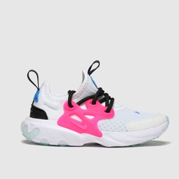 nike white & pink presto react trainers junior nike white & pink presto react trainers junior