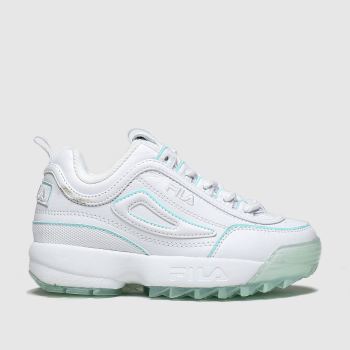 fila white & green disruptor ice trainers junior fila white & green disruptor ice trainers junior