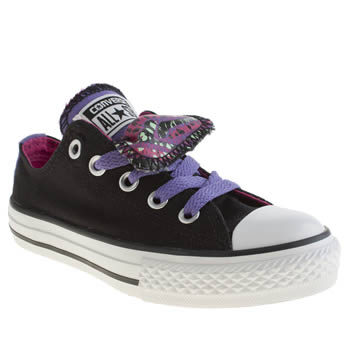 kids converse black & pink all star double tongue trainers kids converse black & pink all star double tongue trainers