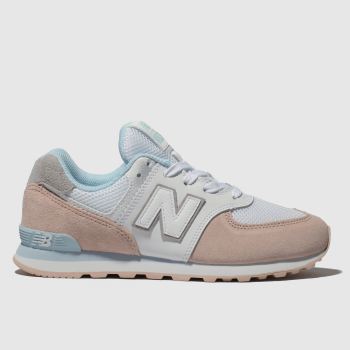 new balance white & pink 574 trainers junior new balance white & pink 574 trainers junior