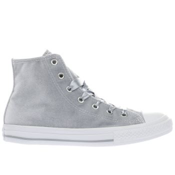 CONVERSE SILVER ALL STAR VELVET HI GIRLS YOUTH TRAINERS CONVERSE SILVER ALL STAR VELVET HI GIRLS YOUTH TRAINERS