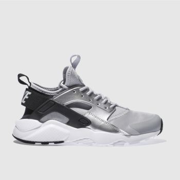 NIKE SILVER & BLACK HUARACHE RUN ULTRA GIRLS YOUTH TRAINERS NIKE SILVER & BLACK HUARACHE RUN ULTRA GIRLS YOUTH TRAINERS