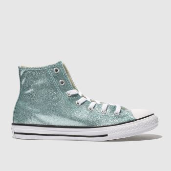 CONVERSE PALE BLUE ALL STAR HI GLITTER TRAINERS YOUTH CONVERSE PALE BLUE ALL STAR HI GLITTER TRAINERS YOUTH